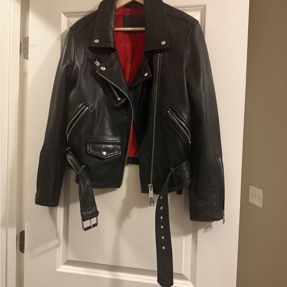 AllSaints Billie Biker Black Leather Jacket